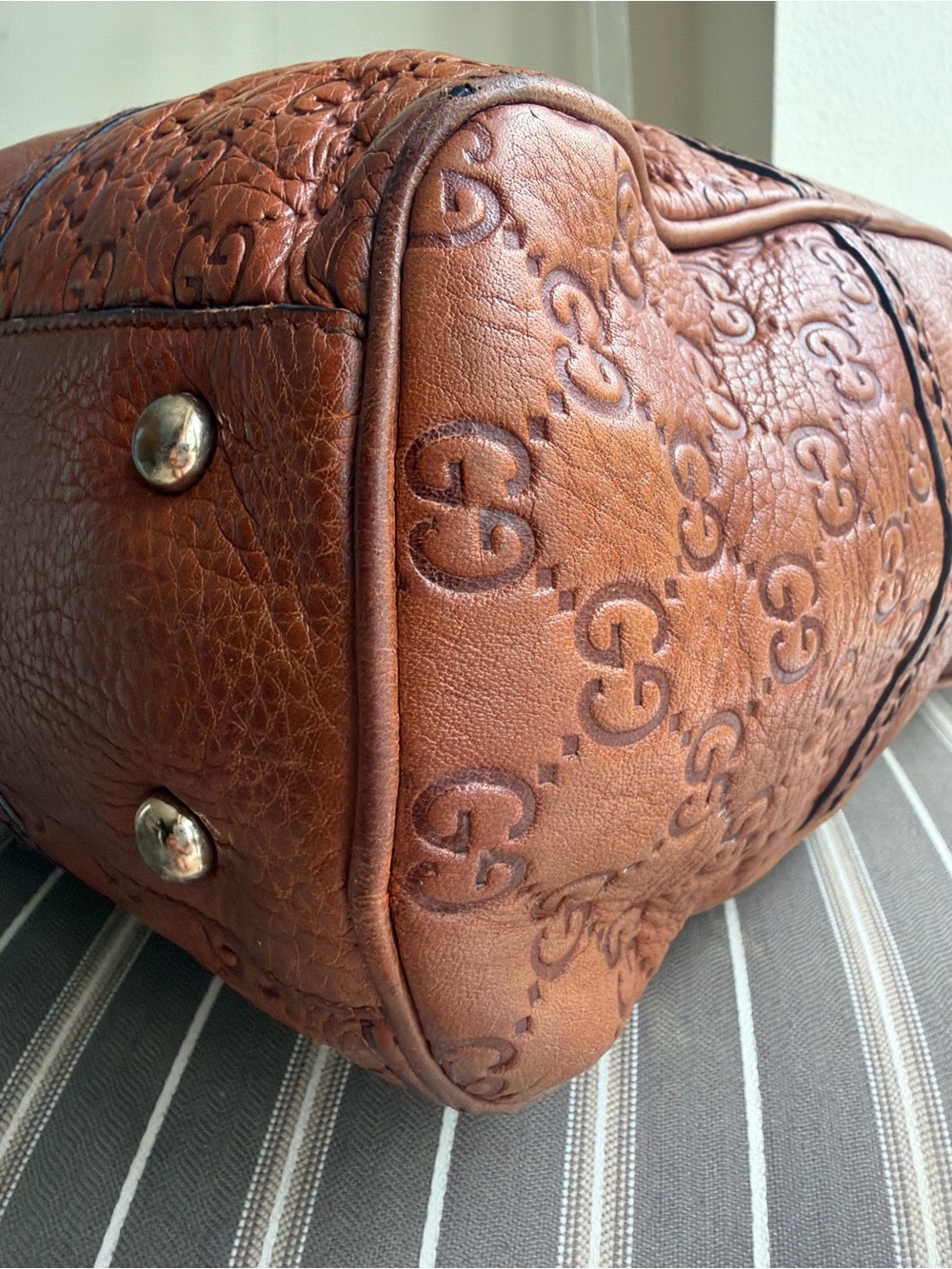 Gucci Leather Cognac Brown GG Signature Signoria Large Tote - Picture 12 of 16